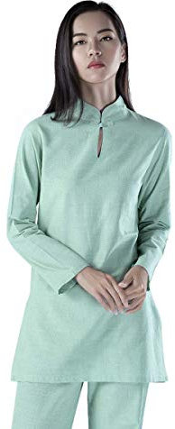 KSUA Frauen Tai Chi Anzug Chinesische Kung Fu Kleidung Baumwolle Wing Chun Uniform Yoga Anzug Zen Meditation Kampfkunst, Hellgrün EU S/Etikett M