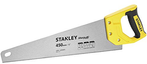 Stanley Handsäge Sharpcut (18/450 mm, Fuchsschwanz mit 11 Zähne/Inch für feines Arbeiten, doppelt geschliffene, induktionsgehärtete Verzahnung) STHT20370-1