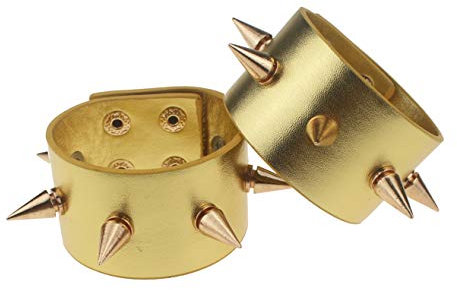 Udekit Gold Metall Stachelarmband für Frauen Mädchen Kinder Als Harley Quinn Cosplayen (2 Stück/Set)