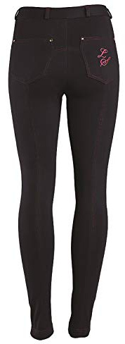Legacy Lifestyle Contrast Stitch Junior Jodhpurs - Navy/Raspberry Stitching (28)