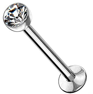 WARRIOR Piercing de labios/Labret tragus helix stud acero quirúrgico 316L estéril con bola de cristal con rosca interna de 3 mm (blanco, 8)