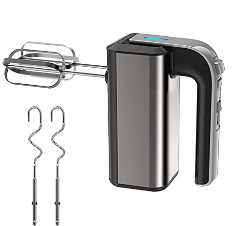 Batidoras de Varillas con 5 Velocidades y Función Turbo, Potente Batidor Eléctrica Multifuncional, Batidoras de Mano Ergonómica, Batidora y Amasadora Repostería Incluye 2 Varillas y 2 Ganchos(800W)