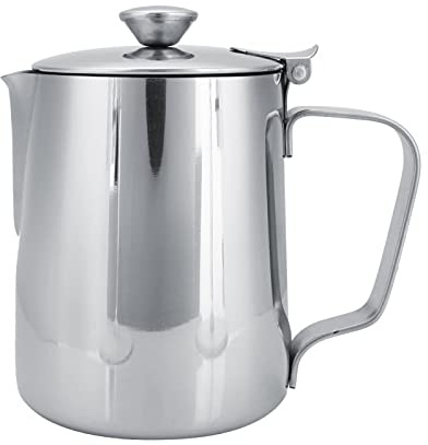 Mjölkkanna, 250 Ml-2000 Ml Handhållen Rostfritt Stål Kaffegrymmjölkskummande Kanna Kopp med Lock för Latte Coffee Art(350 ml)