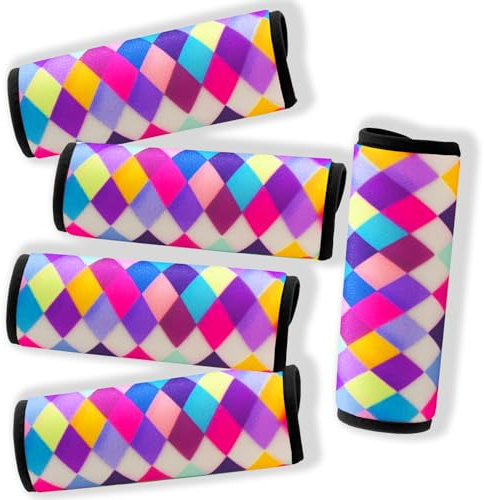 Gowraps Suitcase Tags Identifiers-Luggage Handle Wrap Travel Luggage identifiers For Suitcases Unique Travel essentials for Airplane/Flying/Luggage (Colorful Check)