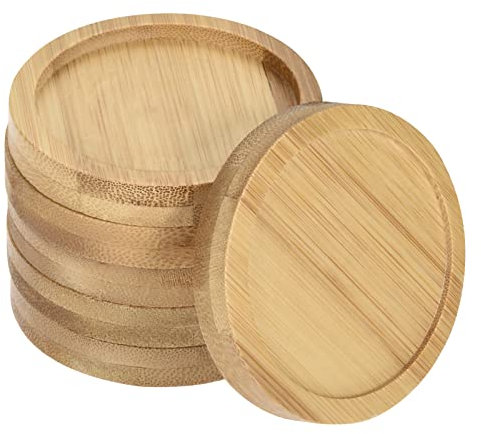 PATIKIL Plant Pot Saucer, 6 Pack 2.6 Inch OD Bamboo Round Flower Drip Tray for Indoors