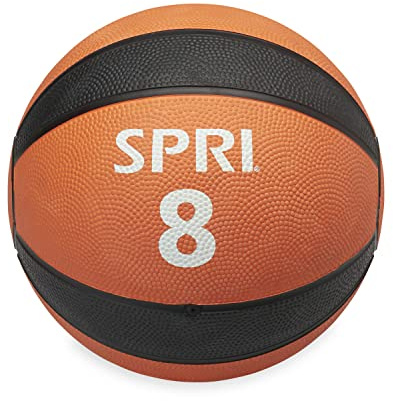 SPRI Medicine Ball - Exercise Workout Ball for Endurance Training - Thick Walled Heavy-Duty Textured Surface, Easy-to-Read Weight Label - Multi-Use Fitness Tool - Durable Construction - 8 lb
