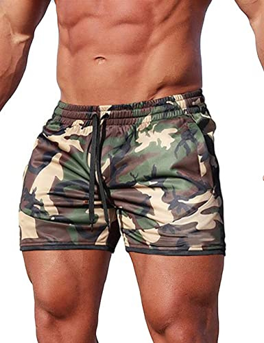 Alienjoy Herren Shorts Sport Hosen Laufshorts Sommer Trainingshose Fitness Training Outdoor Sporthose mit Taschen Schnelltrocknende