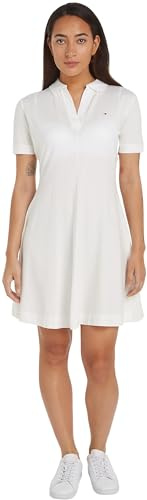 Tommy Hilfiger Robe Polo Femme Rayée, Blanc (Ecru), XL