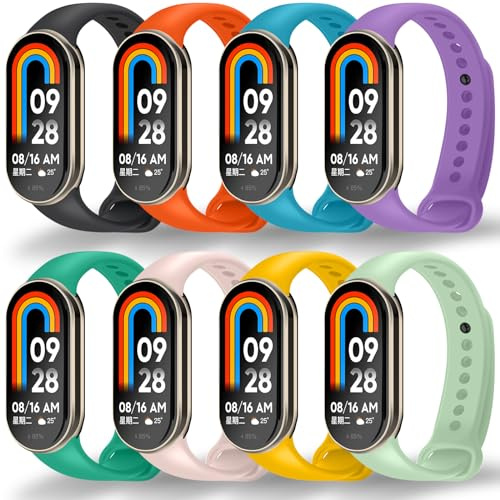 BANGTING 3-12 Stück Ersatzarmband für Xiaomi Mi Band 10/9/8, Kompatibel mit Xiaomi Smart Band 10 9 8 - Atmungsaktives Sport Armband aus Weichem TPU, Verstellbar, Schnellwechsel-Design (Mehrere Farben)