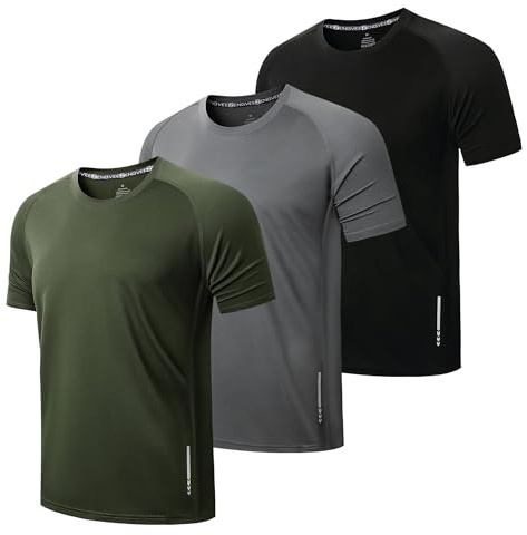 ZENGVEE 3 Sport Tshirts Herren Funktionsshirt Fitness Laufshirt-G-M