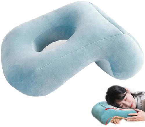 Almohada boca abajo, almohada de 12.6 pulgadas huecas para dormir, almohada suave y transpirable al almohada tras cirugía ocular, almohada de masaje boca abajo para tomar una siesta en la oficina de