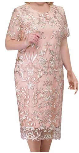 Vestidos De Bautizo Mujer de la Novia de Talla Grande con Bordado Floral, Vestidos de Noche Formales, Vestido de Fiesta de Manga Corta Baile Niña