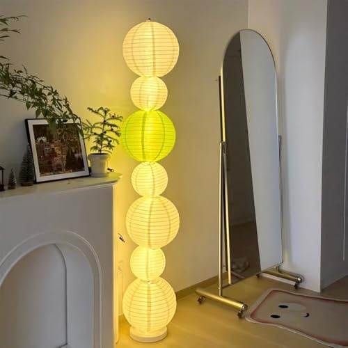 GUANSHAN Elegant DIY papperslykta golvlampa minimalistiskt vikbart papper sängbord stående lampa golvbelysning för sovrum, vardagsrum dekorativ golvbelysning