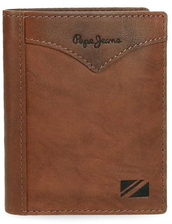 Pepe Jeans Jacket Portefeuille Vertical avec Porte-Monnaie Marron 8,5 x 10,5 x 1 cm Cuir by Joumma Bags, Marron, Talla única, Portefeuille Vertical avec Porte-Monnaie