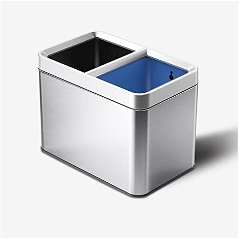 BABETRUE Trashbin Kitchen Trash Can Stainless Steel 2 Bins Integrated Garbage Sorting Large-Capacity Trash Can Without Lid Papeleras para Cocina
