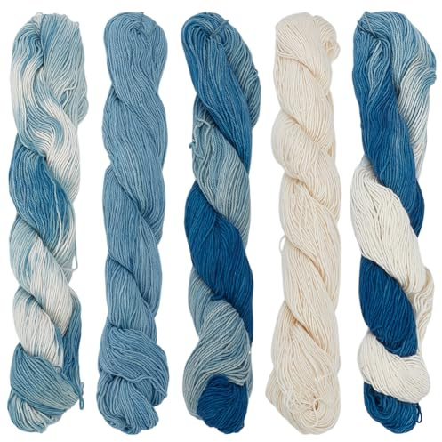FREEBLOSS Filo Sashiko Kit 5 pz. Matassa Sashiko 110 iarde*5 colori Filo Da Ricamo In Cotone Sashiko Tinto con Piante Naturali
