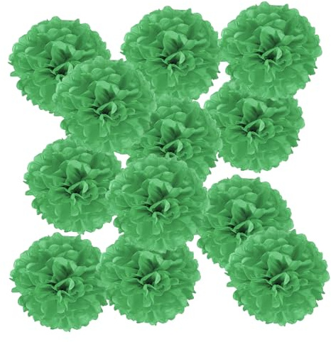 PATIKIL 10.5cm Pompon Carta Velina, 12Pz Fiori di Carta Pom Poms Decorativi Colorati per Matrimoni Addio Nubilato Compleanno Decorazioni Sfondo, Verde
