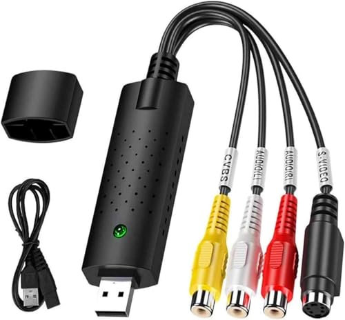 Qeelin USB Video Capture, RCA to USB Video Converter，Audio Video Grabber USB 2.0, Old VHS Mini DV Hi8 DVD VCR to Digital Converter for Mac, PC Support Windows XP/Vista/ 7/8 / 10 /Linux