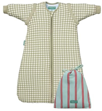 molis&co - Saco de Dormir para bebé 2.5 TOG con Mangas Desmontables - (0-6 Meses) - Ideal para Invierno - 100% algodón (Oeko-Tex 100) - Mint Tea