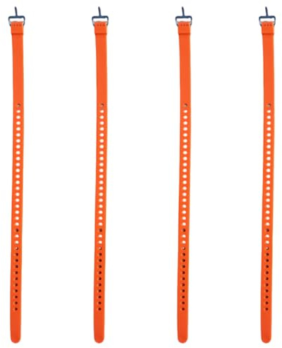 Valicaer Adjustable Tie Down Straps Pack of 4,Heavy Duty 50cm Orange Tie Down Straps with Aluminum Buckle for Securing,Ski fixing,Bundling,Outdoor and Lashing Gear (Orange)