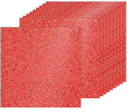 PATIKIL 40 ark rött glitterkartongpapper 30 x 30 cm glitterpapper kartongpapper glänsande klippbok 250 gsm glitterpapper stort skimrande papper för pyssel scrapbook gör-det-själv bröllopsfest