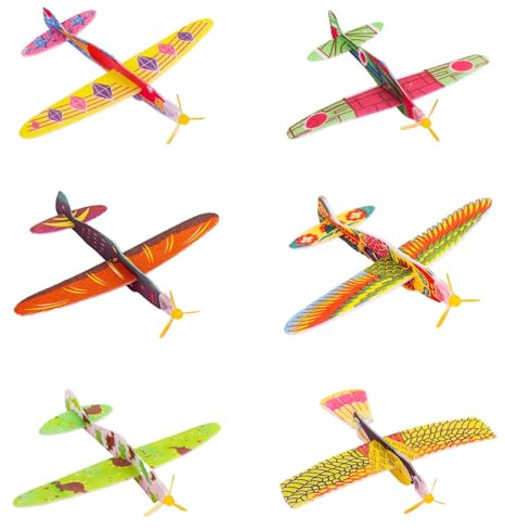 Henyall 12Pcs Foam Gliders Plane for Kids,Classic Kids Plane Toys-Easy Assembly,Party Bag Fillers,Toys Game Prizes for Childrens,Outdoor Flying Tóys for Boys & Girls(Six Styles)