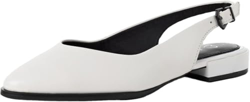 MARCO TOZZI Ballerine da Donna Morbido Plantare Feel Me Pelle Fodera Interna Morbida a Punta, Bianco (White/Black), 38 EU
