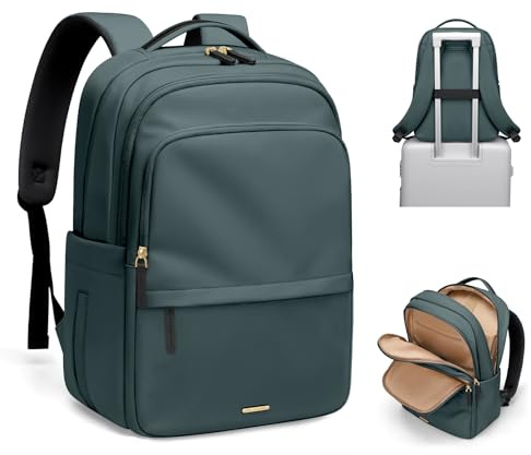 GOLF SUPAGS Multifunctional Laptop Backpack for Work Travel Leisure Water-Resistant Multiple Compartments Business Backpack for Women Fits 15.6 Inch Notebook (Atrovirens)