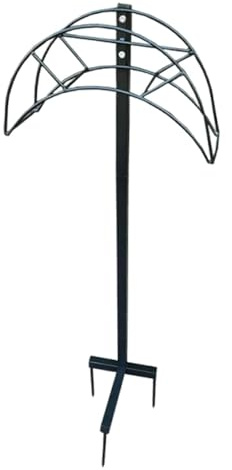 Ronyme Supporto per Tubo da Giardino con Cestino portaoggetti Staccabile, Nero Resistente alla ruggine, Multiuso per Decorazioni Esterne, Robusto e Mobile.
