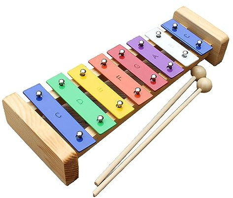 Zhangpu 8 Toner Xylofon för Barn, Ljudleksak Träxylofon Pedagogisk Slagverk Musikinstrument Musikleksak i Aluminium för Barn