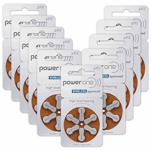 Size P312 Powerone Hearing Aid Batteries, 60 Count