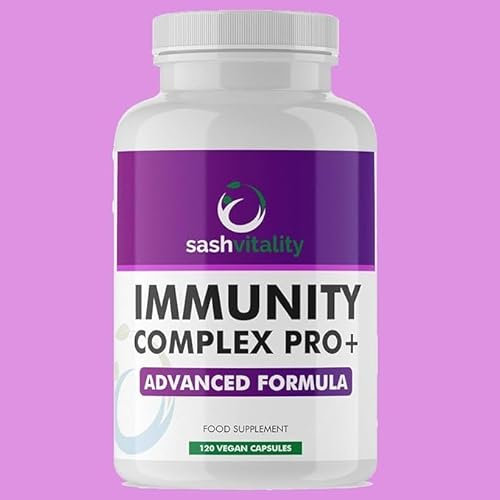 Immunity Complex Pro+ – Immune System Support Supplement with Vitamin D3-120 Capsules - Zinc, Elderberry, Iron, B12, C, Turmeric, Selenium, Garlic, Probiotics & More – Vegan