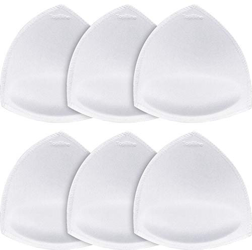 TopBine Removable Bra Pads Inserts Women's Comfy Sports Cups Bra Insert for BIkini Top Swimsuit (A/B 3 color), A/B White, C/D