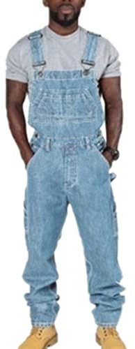 Herren Loose Fit Denim Work Bib Herren Cargo Verstellbare Overalls Latzhose Baggy Chic Strampler mit Mehreren Taschen