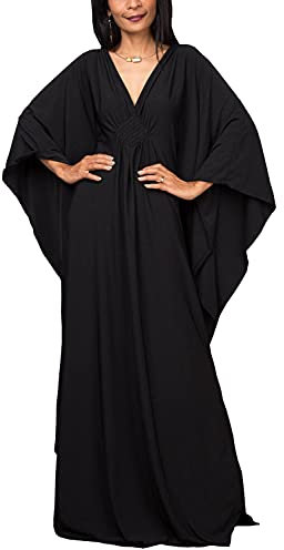 YouKD Damen Einfarbiges langes Kaftan Maxikleid Übergröße Homewear Bikini Strand Vertuschung Roben