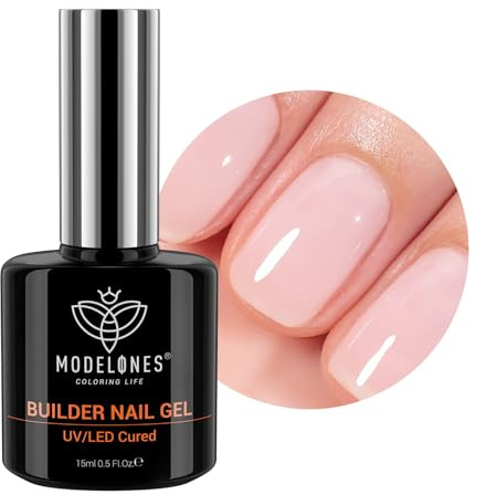 modelones Builder Nail Gel, 8-in-One Cover Nude Builder, LED Lamp Cured Thickening Apex Building Strengthener Extension Rubber Color Base Gel Polish Glue in a Bottle for Home DIY Salon Girls