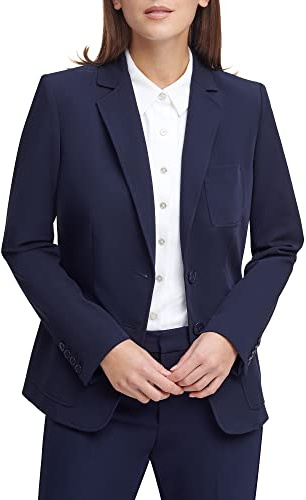 Tommy Hilfiger Damblazer, affärsjacka med smickrande passform och stängning med en knapp, Midnatt, 34