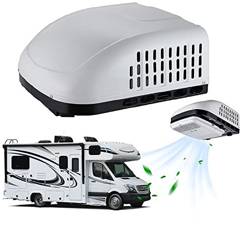 TEHONGMAI 12V DC air conditioner, RV Rooftop dc Air Conditioner Unit, High Efficient RV AC Unit-Cooling Only-Low Noise 15000BTU for Car RV Truck Camper 115V