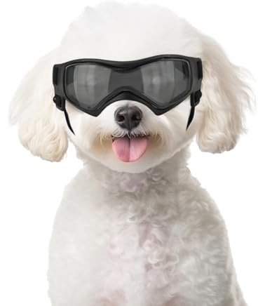 PETLESO Dog Goggles for Medium Breed Anti-UV Windproof Eye Protection Pet Sunglasses with Adjustable Straps for Driving/Outdoor Activities-Black