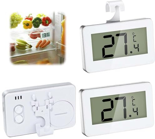 3 termometri per frigorifero, termometro digitale per frigorifero con display LCD ben leggibile, termometro per congelatore, termometro con allarme antigelo, per casa, ristorante, cucina