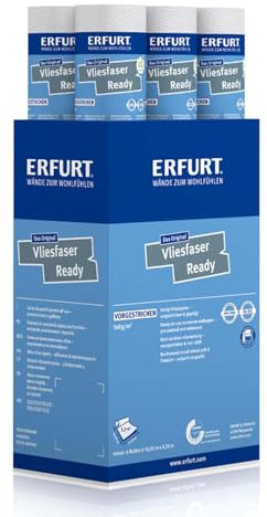 Erfurt Carta da parati in tessuto non tessuto Ready 300 bianca stampata in tessuto non tessuto, con struttura verniciabile, 6 rotoli, 10,05 x 0,53 m