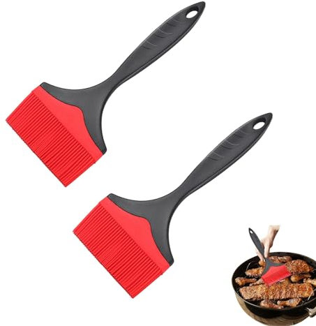 ChAusa 2 Pezzi Extra Large Pennello Silicone per Pasticceria, 10cm, Resistente al Calore per Cucina, Barbecue, Cuocere e Grigliare (Rosso)