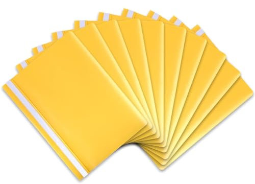itenga 10er Pack Schnellhefter A4 Plastik stabil PP Kunststoff Sicht Hefter Mappe genarbt (gelb)