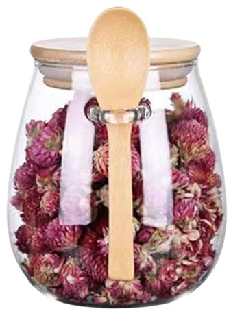 Barattoli con cucchiai e coperchi, Barattolo di vetro con coperchio e cucchiaio - Contenitore in vetro trasparente con coperchio in legno,Contenitore per zucchero, contenitori per condimenti con chius