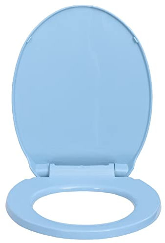 Homgoday Tapa WC Asiento de Inodoro de Repuesto Tapa y Asiento de váter con Cierre Suave Ovalada Diámetro del Orificio de Montaje: 13-20 mm Azul