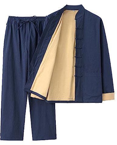 Chinesische Kleidung Kampfsportanzug for Herren, traditionelle chinesische Kleidung, Tang-Anzug, Kung-Fu-Uniformen, Baumwollleinen, Tai-Chi-Kleidung, Zen-Meditationsuniform, langärmeliges Hemd und Hos