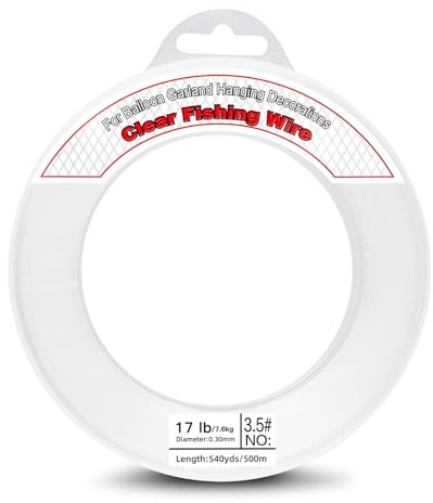 Fil de pêche transparent de 0,3 mm - 500 m - Fil de pêche invisible en nylon - Supporte 7,7 kg - Pour bricolage, loisirs créatifs, guirlande de ballons, photos, fabrication de bijoux, fils de perles