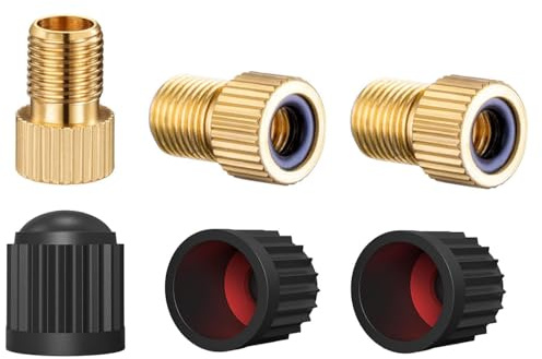 6PCS Presta Valve Adapter, Bike Pump Adaptor, Presta Valve Caps, Schrader to Adapter