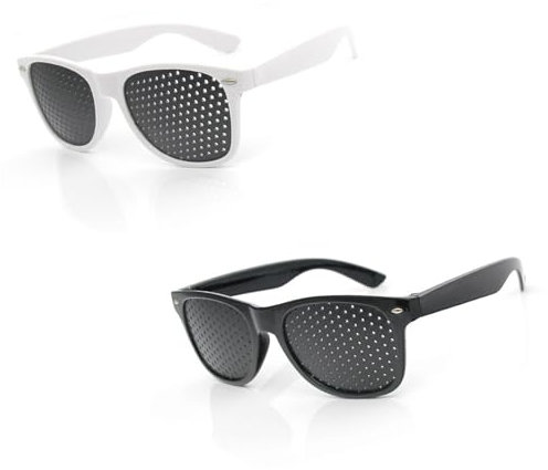 yolzhxe 2 Stück Rasterbrille, Lochbrille für Augentraining, Komfortable Pinhole Glasses, Gitterbrille mit Faltbaren Bügeln für Augenentspannung und Sehvermögen-Verbesserung