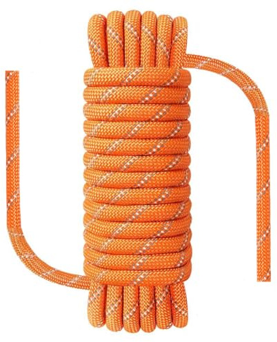NorthPada Cuerda de escalada, 10 mm x 30 metros, resistencia a la tracción de 15 KN, cuerda estática anticongelante impermeable, naranja, poliéster de nailon, para espeleología de hielo, rappel